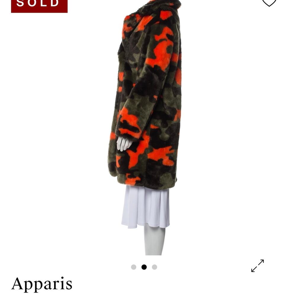 Apparis Faux Fur Jacket. Black, Orange and Green - Picture 5 of 12